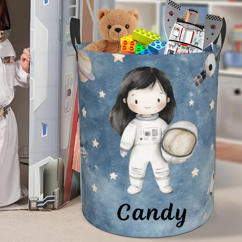 Personalized Space Rocket UFO Astronaut Laundry Storage Basket with Name Birthday Gift  for Gamer Geek Lover