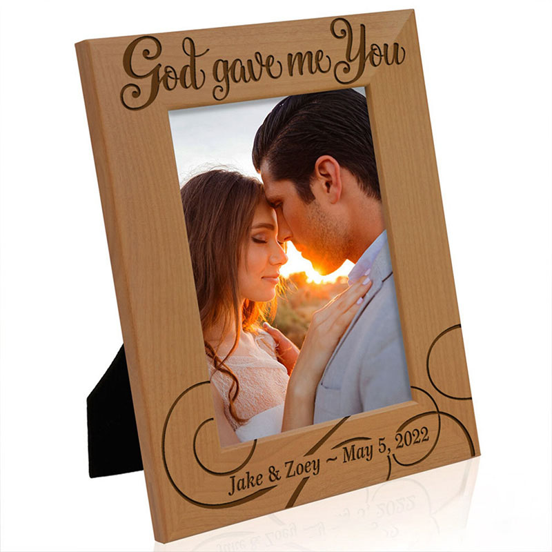 Personalized God Gave me you Wooden Picture Frame with Custom Name and Date Religious Gift Anniversary Gift Wedding Gift for Couple