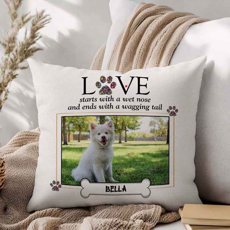 Personalized Dog Lover the Shape of Love Throw Pillows