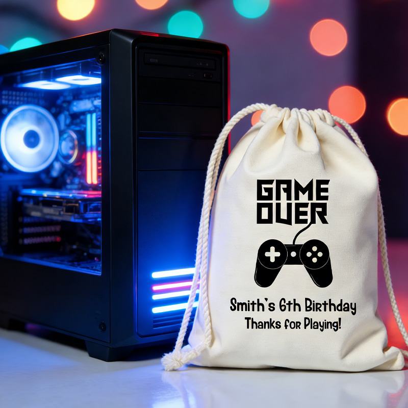 Personalised Kids Favor Bag Game Over Thank You Controller Video Game Gift for Game And Geek Lover