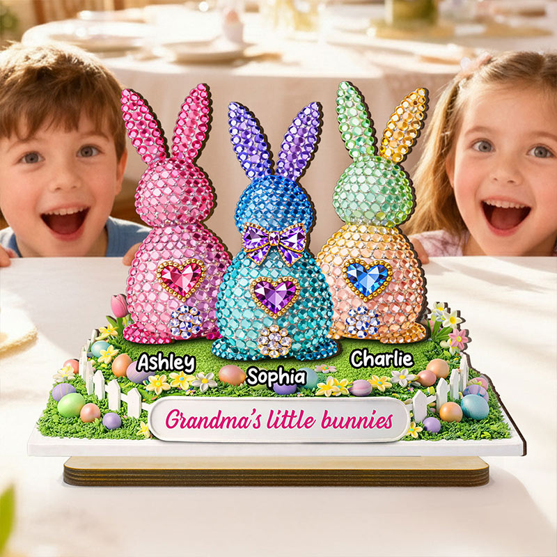 Personalized Grandma's Little Bunnies Easter with Names Custom 2-Layered Wooden Plaque Sentimental Easter Gift for Grandma