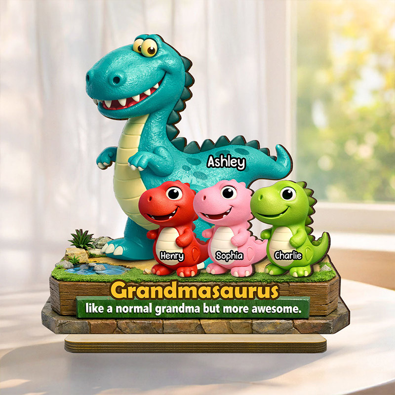 Personalized Grandmasaurus More Awesome 2-Layered Wooden Plaque Gift for Grandma