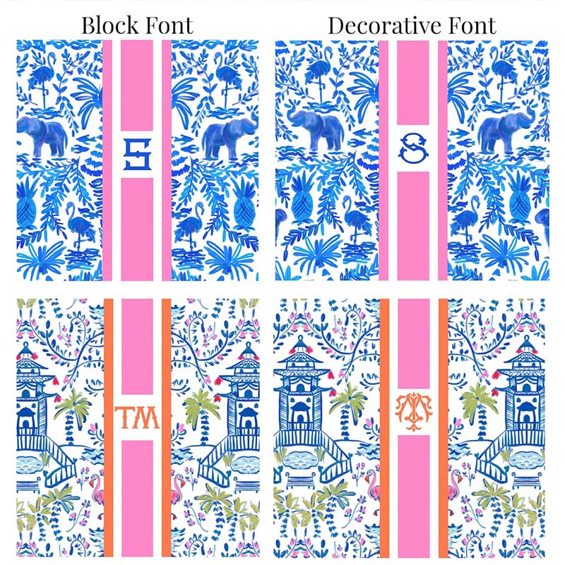 Monogrammed Mahjong Tile Bag Chinoiserie Travel Pouch Pagoda Print