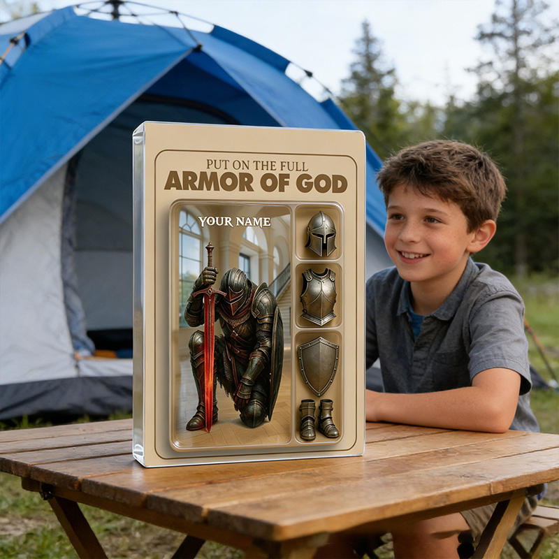 Personalized Put the Full Armor of God Acrylic Block with Custom Name Prayer Best Gift Religious Christian Gift for him