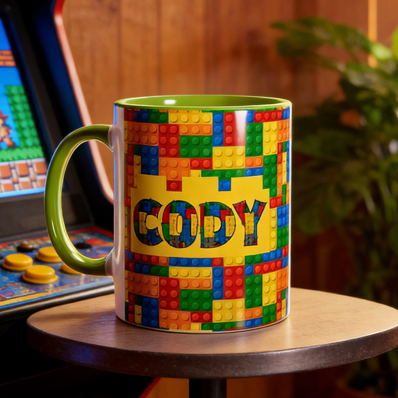 Personalized Building Block Coffee Mug with Names for Geek Lover