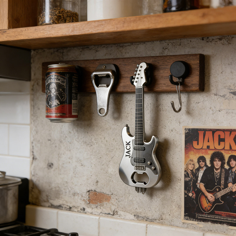 Personalized Electric Guitar Shaped Bottle Opener with Name Concert Celebrations Birthdays Holiday Parties Gift for Guitarists Band Members Music Lovers