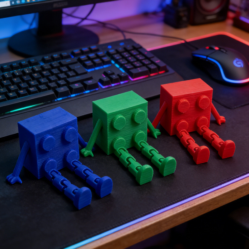 Personalized Brick Buddy Meme Desk Decor Funny Articulated Legs 3D Printed Gift for Geek Lover