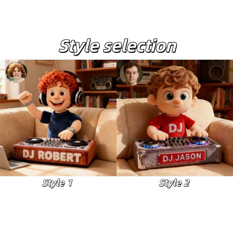 Personalized Graphic 3D Print Pixar Style Cartoon DJ Boy Portrait Pillow with Your Photo and Name for DJ Boys Rock Music Lovers for Room and Music Room