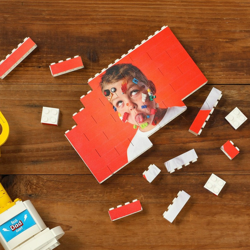 Personalized Photo Brick Puzzle Building Blocks Unique Portrait Photograph Gift for Nerd Geek Lover