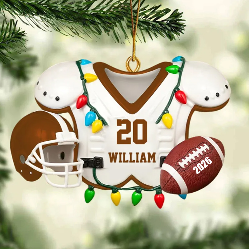 Personalized American Football Ornament with Custom Name and Number