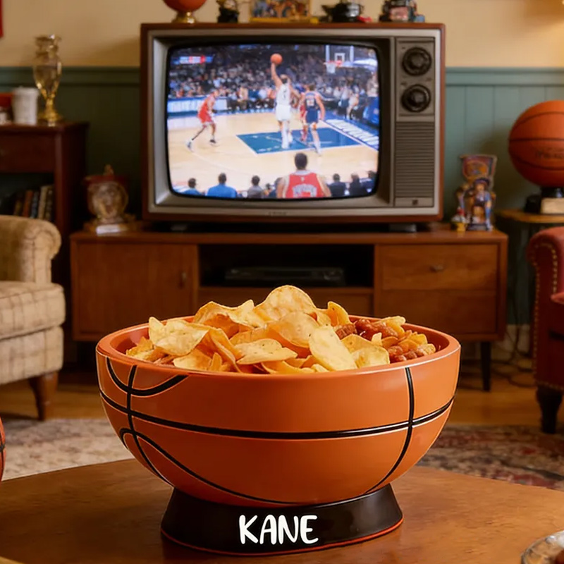 Personalized Basketball Snack Bowl with Custom Name for Sports Fans