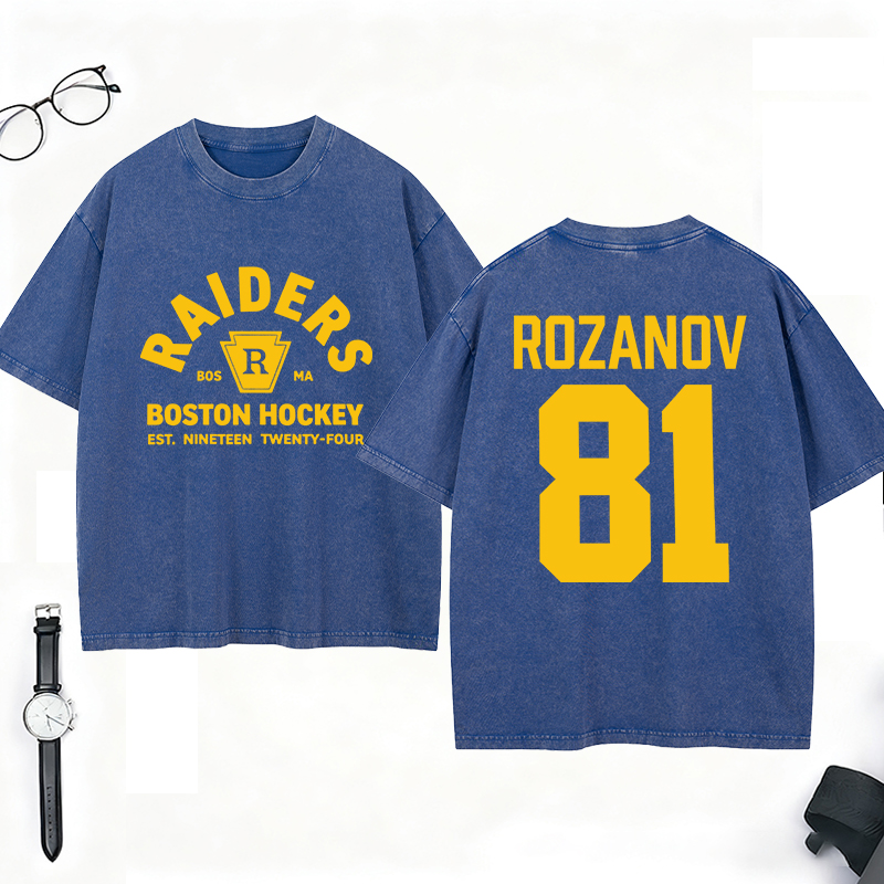 Personalized Boston HockeyTeam Washed T-Shirt Custom Name and Number for Hockey Fans