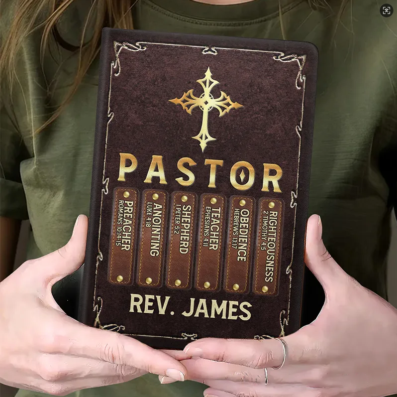 Personalized My Preacher Teacher & Shepherd Pastor Cardboard Notebook with Name Appreciation Gift for Pastor Religious Christian Gift