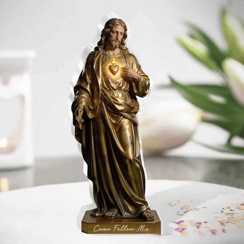 Personalized the Sacred Heart of Jesus Acrylic Plaque with Custom Text Inspirational Jesus Art Plaque Desktop Decor Religious Gift for Christian