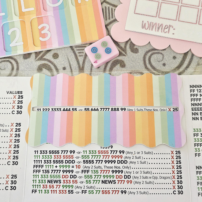Personalized "The Classic Sorbet Stripe" Mahjong Practice Board Mahjong Scoreboard for Learning and Scoring