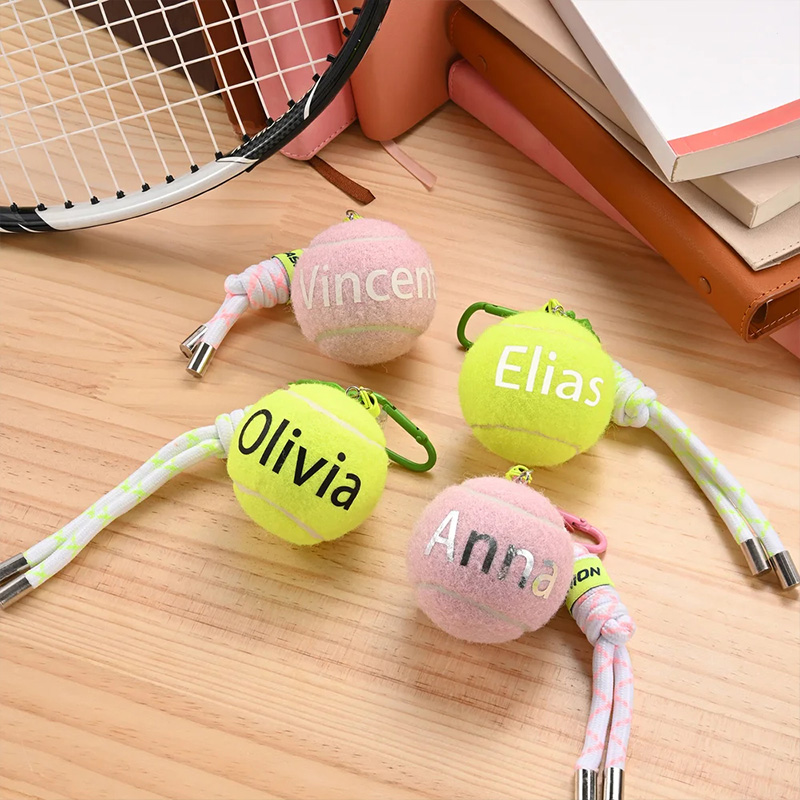 Personalized Tennis Ball Keychain with Name Bag Charm Christmas Birthday Team Gift for Coach Tennis Lovers Teammates