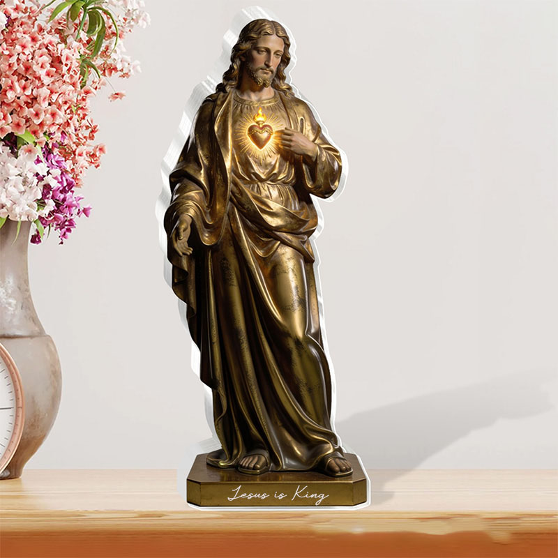 Personalized the Sacred Heart of Jesus Acrylic Plaque with Custom Text Inspirational Jesus Art Plaque Desktop Decor Religious Gift for Christian