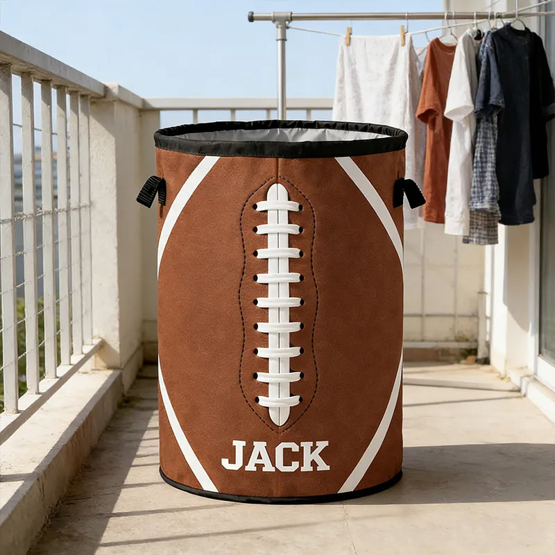 Personalized American Football Laundry Hamper with Custom Name Design