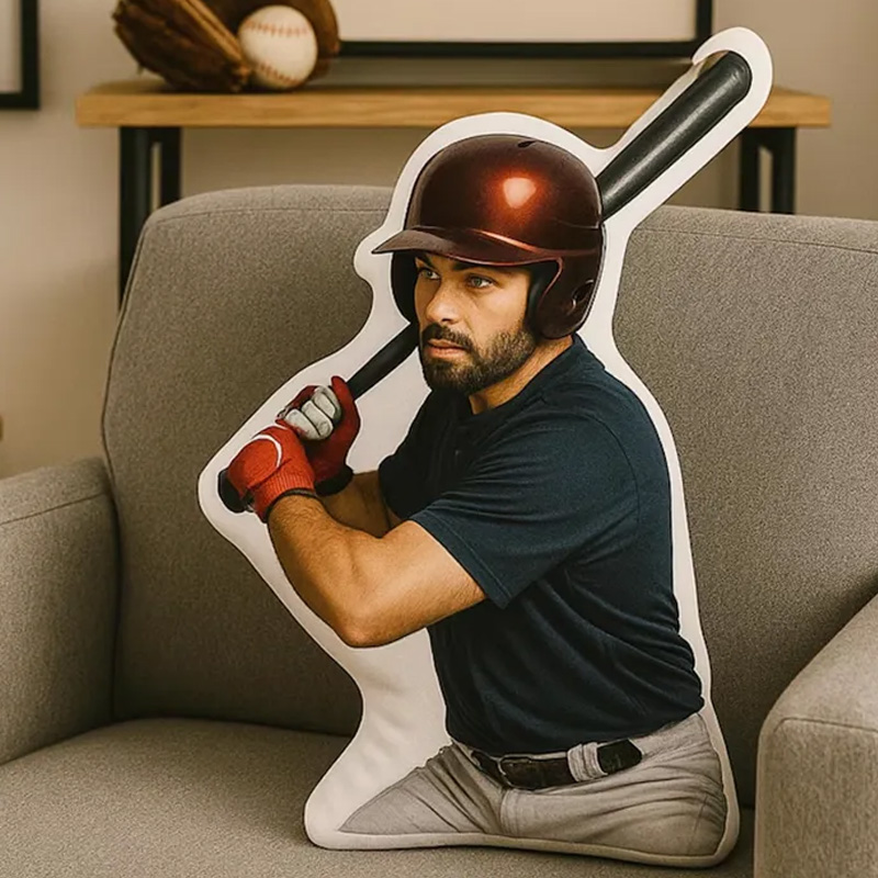 Personalize Your Baseball Player Pillow with Custom Photo Design