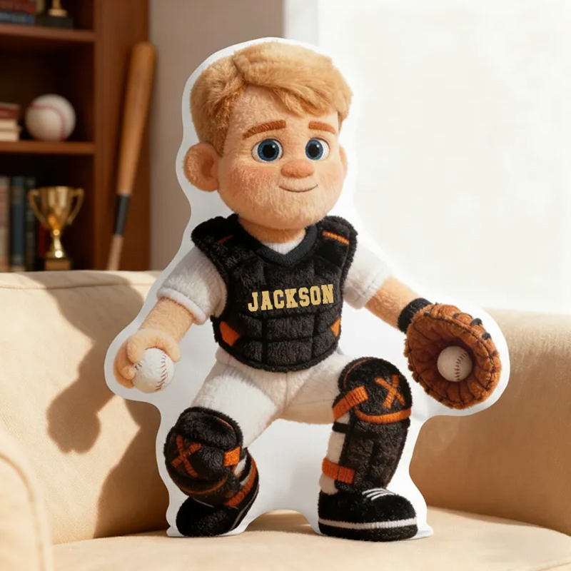 Personalized Baseball Pillow Add Your Custom Name and Photo for a Unique Touch