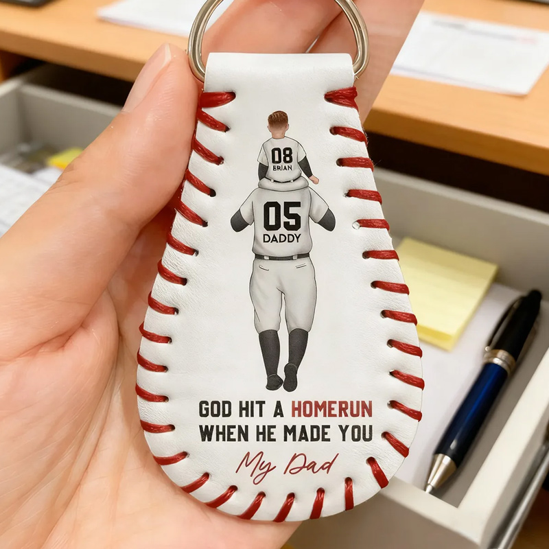 Personalized Baseball Keychain with "God Hit a Homerun" Quote and Custom Details 
