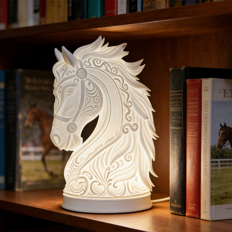 3D Printed Horse Head Lamp Bedroom Decor Gift for Equestrian Enthusiasts