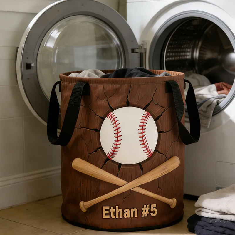 Personalized Baseball Basket with Custom Name and Number Design