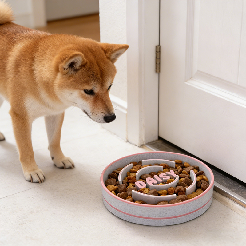 Personalized Slow Feeder Dog Bowl 3D Printed Custom Name Gift for Dog