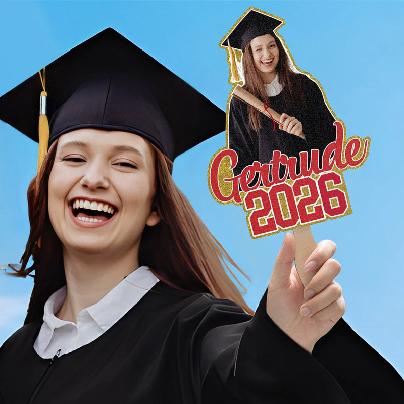 Personalized Graduation Handheld Photo Fans with Name Graduation Party Favors Gift for Class of 2026 Graduates