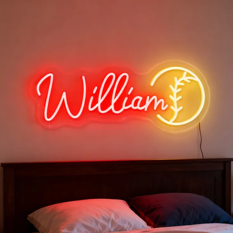 Personalized Baseball Neon Sign with Custom Name for Sports Fans 