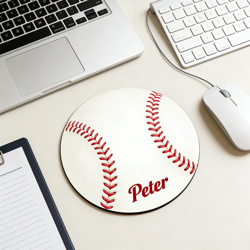 Personalized 3D Printed Baseball Mouse Pad with Custom Name Design