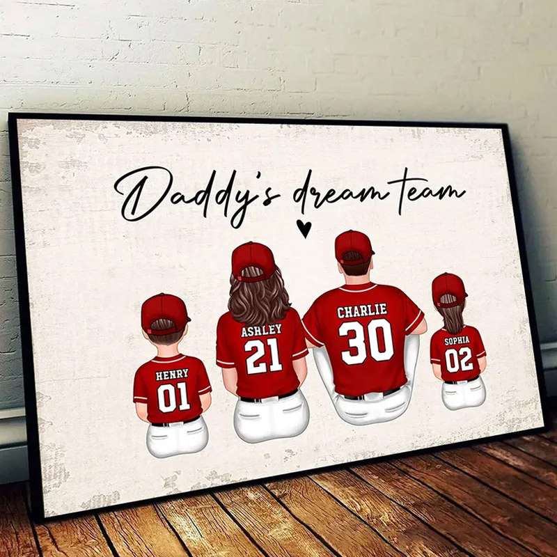 Personalized Baseball Family Wall Hangings Custom Name and Jersey Number Decor, Gift For Dad, Gift For Husband, Gift For Grandpa