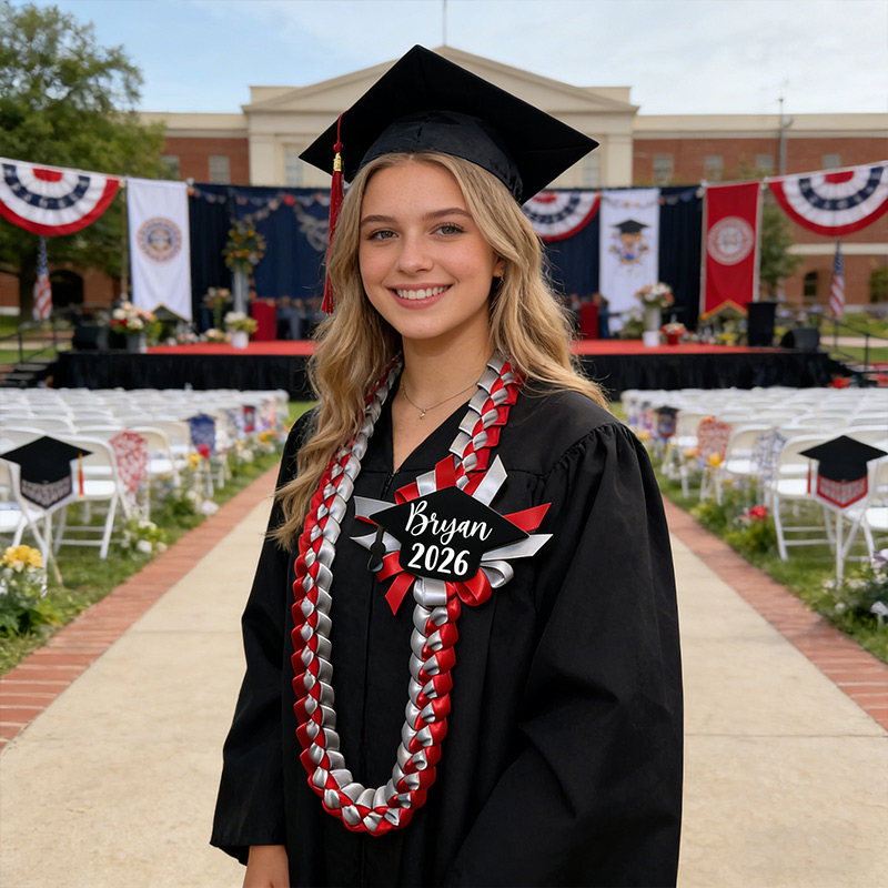 Personalized Graduation Lei 2026 with Name Class of 2026 Ribbon Lei Gifts for Graduatea