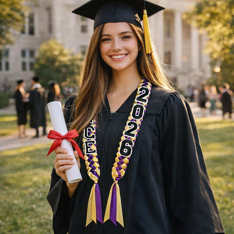 Personalized Braided Satin Ribbon Lei Keepsake Lei for Grad Custom Graduation Gift