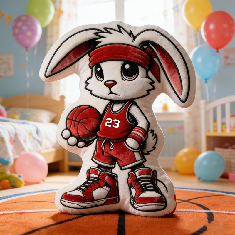 Personalized Basketball Bunny Pillow Easter Bunny Basketball Urban Sports Rabbit with Custom Number