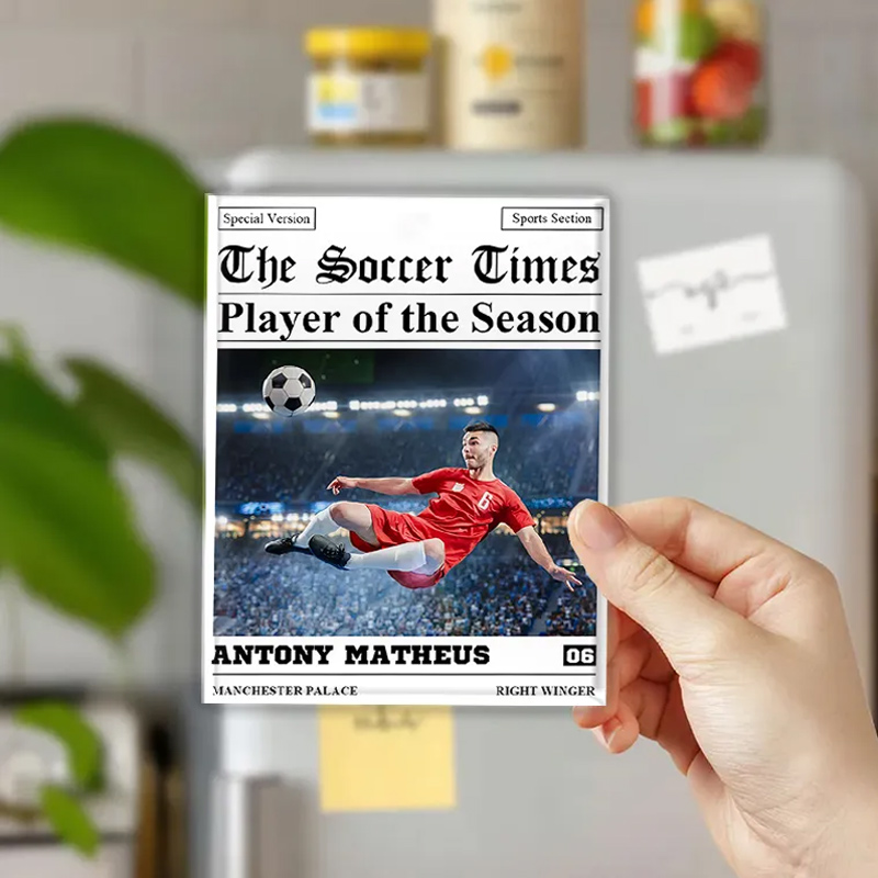 Personalized The Sports Times Baseball Newspaper Refrigerator Magnet with Custom Photo and Text  