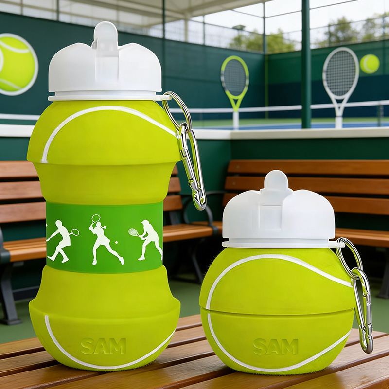 Personalized Foldable Tennis Water Cup Silicone Tennis Sports Water Bottle Custom Name Gift for Tennis Lovers