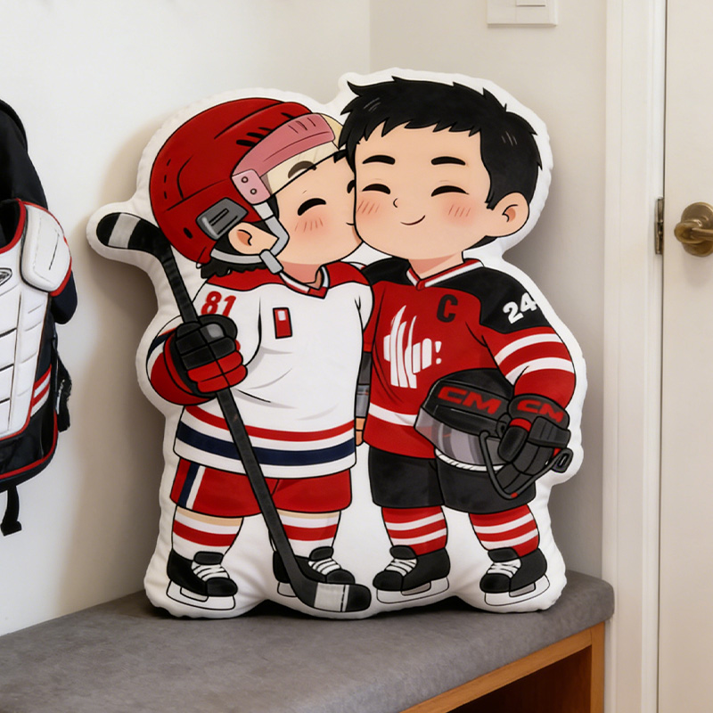 Personalized Cute Player Ice Hockey Pillow Cartoon Kiss Hockey Player for HR Fans