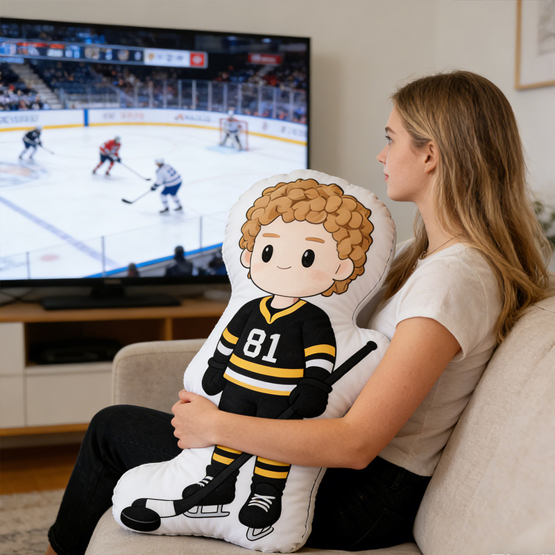 Personalized Cute Player Ice Hockey Pillow Number 81 Gift for HR Fans