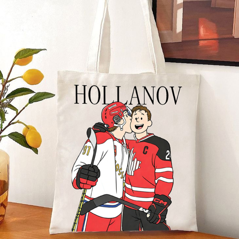 Personalized HR Hockey Tote Bag with Hollanov Cute Character Cartoon For Movie Book Fans Gift