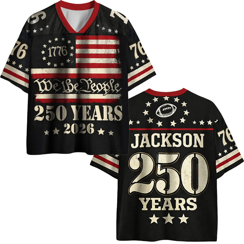Personalized Football Mesh Jersey 250th America with Custom Name Gift for America Football Lovers