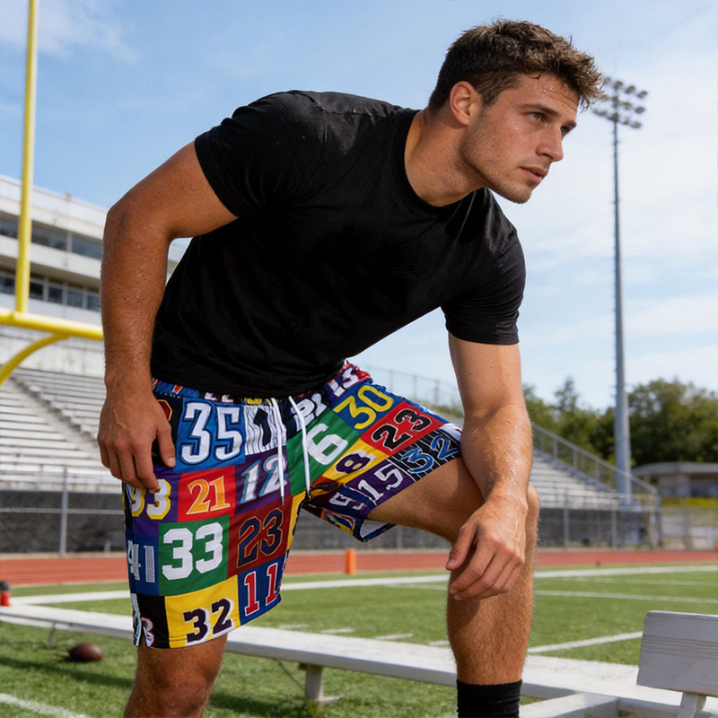 Personalized Sports Number Shorts with Sports Vitality Colorful Number Design 
