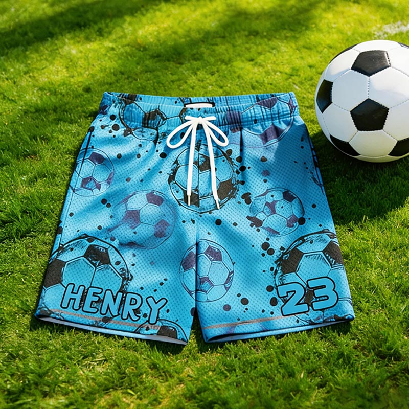 Personalized Soccer Shorts Ink Soccer Pattern with Custom Name and Number