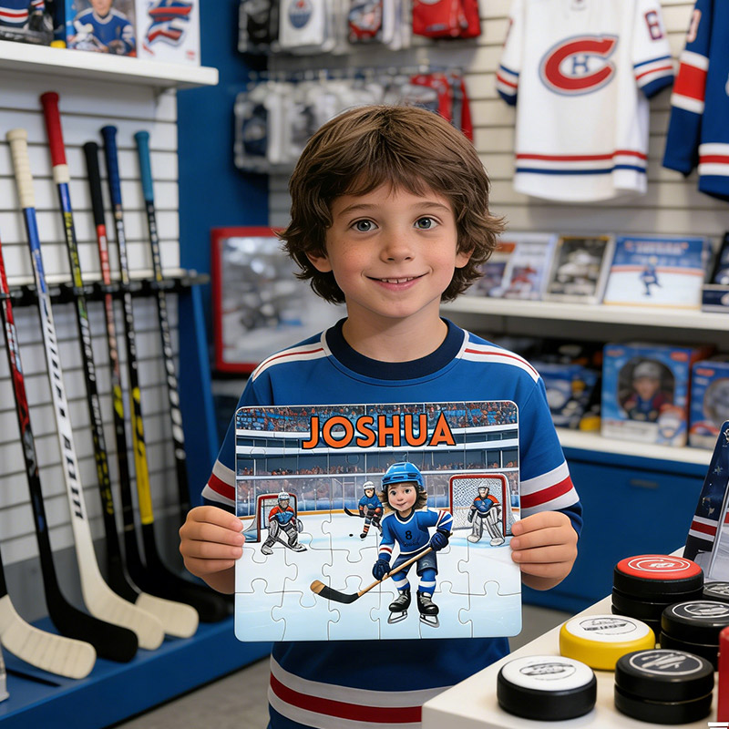Personalized Kids Hockey Puzzle Hockey Gift for Boys Custom Name and Number