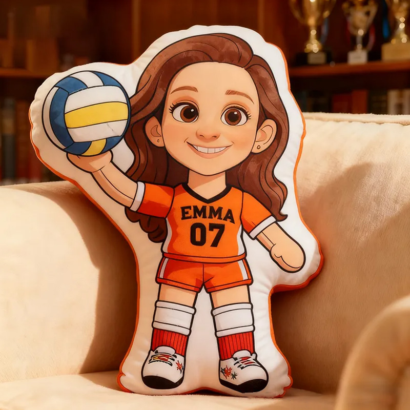 Personalized Volleyball Player Pillow with Custom Name and Number Design
