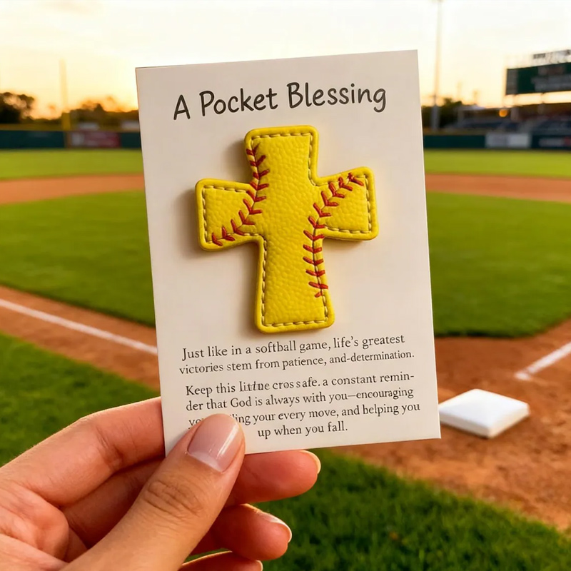Personalized Baseball Softball Cross Blessing Card Pocket Blessing Baseball Cross Christian Stitch Cross Token with Verse Card Faith Gift for Sports Lovers