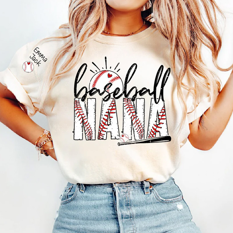 Personalized Baseball Nana T-Shirt Varsity Style Nana Shirt for Baseball Lovers
