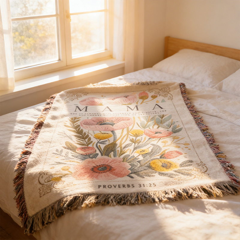 Personalized Mom Woven Blanket Mom Garden Gift for Mom Grandma Custom Name