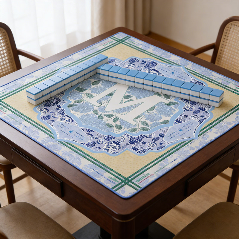 Personalized Hydrangea Ginger Jar Mahjong Mat Custom Initial Mat for Mah jongg Lovers