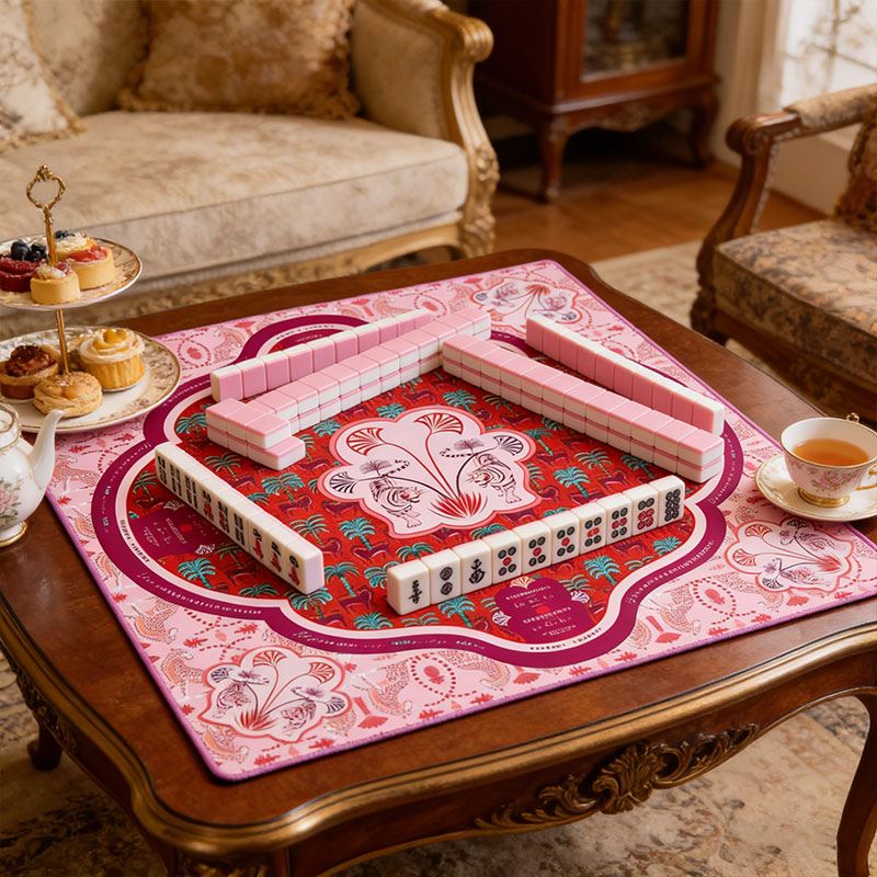 Bohemian Leopard Mahjong Mat Dreamy Sunset Palette Mat for Mah jongg Lovers